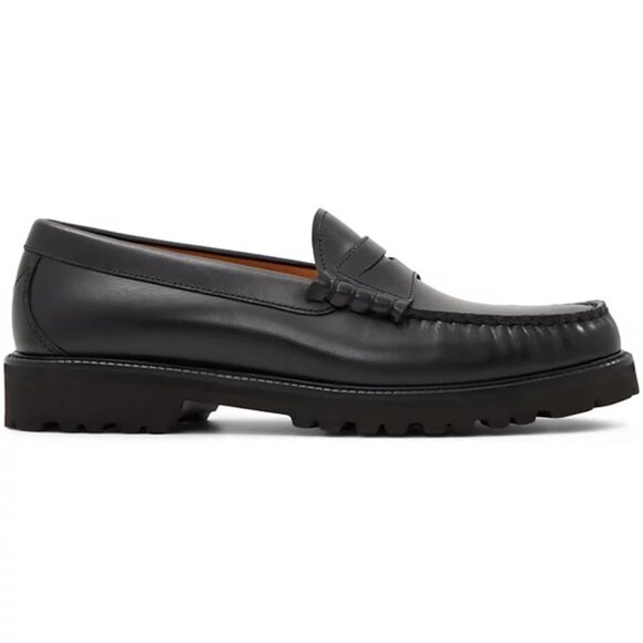 New Men\'s Brooks Brothers Bleeker Lug Sole Penny Shoes Loafers Leather Black 7M
